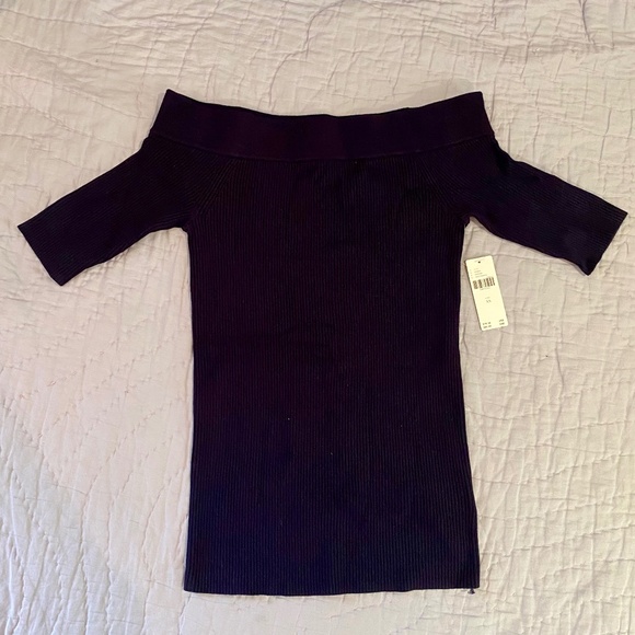 NWT Navy Ribbed Boat Neck Top - Picture 1 of 2